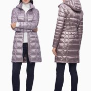 Calvin Klein Hooded Puffer Longline Coat, Women's XS