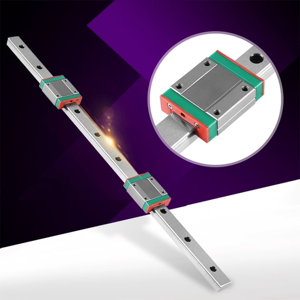 400mm/15.7 Pulgada Riel Lineal,Miniature Carril Guía Lineal Carril de Deslizamiento Lineal+2 Piezas Bloques Deslizante de Alta Precisión para Equipos Automáticos,Equipos de Medición de Precisión riel