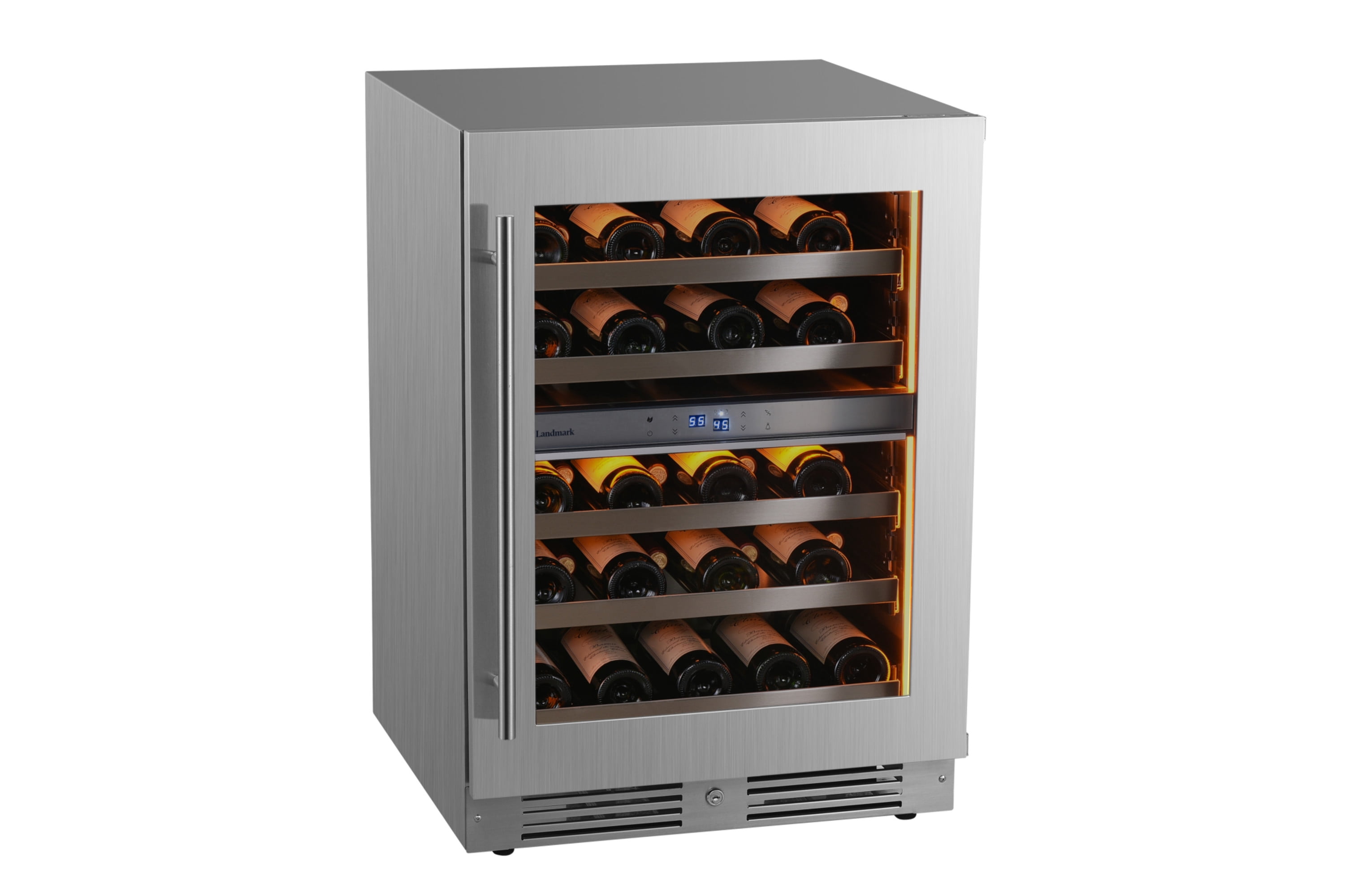 Landmark L3024UI2W-RH 37 Bottle Dual Zone Stainless Steel Door Beverage Refrigerator