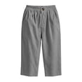 thumbnail image 4 of Vivianyo HD Women's Pleated Waist Summer Loose Casual Capri Pants, Single Button Elastic Waistband Soft Cropped Fall Trousers with Side Pocket for Women, Women's Dark Gray, Sizes S-3XL, 4 of 6