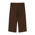 thumbnail image 5 of Ltctricy Children's Capri Pants Boys Girls Elastic Waist Pull on Straight Leg Lounge Pants Cropped Casual Trousers with Pockets(Brown,13-14 Years), 5 of 6