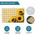 thumbnail image 5 of Watercolor Sunflowers Leaves on Retro Placemats Set of 6,Wipeable Washable Table Mats for Dining Tables, Yellow White Plaid Place Mats for Kitchen Event Party Tabletop Decor, 5 of 9