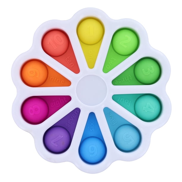 Pop Fidget Toy Toynk, 10 botones, números de arcoíris, silicona