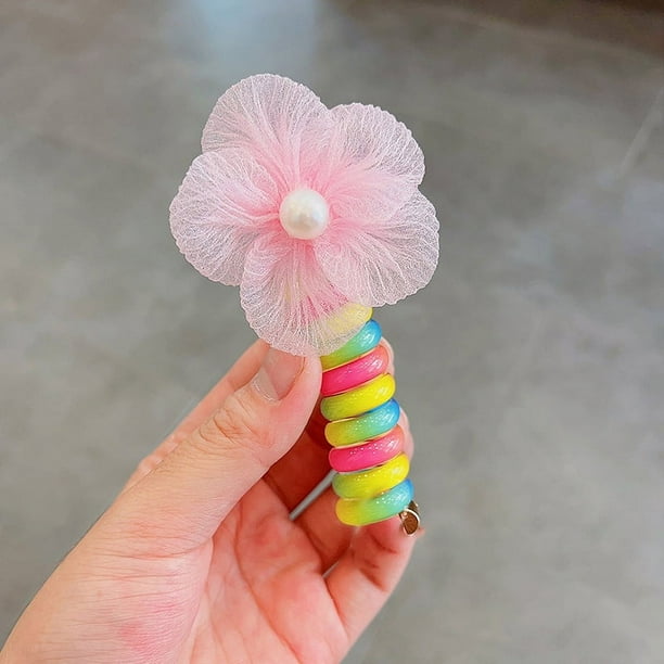 Banda para el cabello con línea telefónica para mujer, coleta alta, artefacto fijo, cuerda para la cabeza, banda para el cabello elástica y duradera, tocado