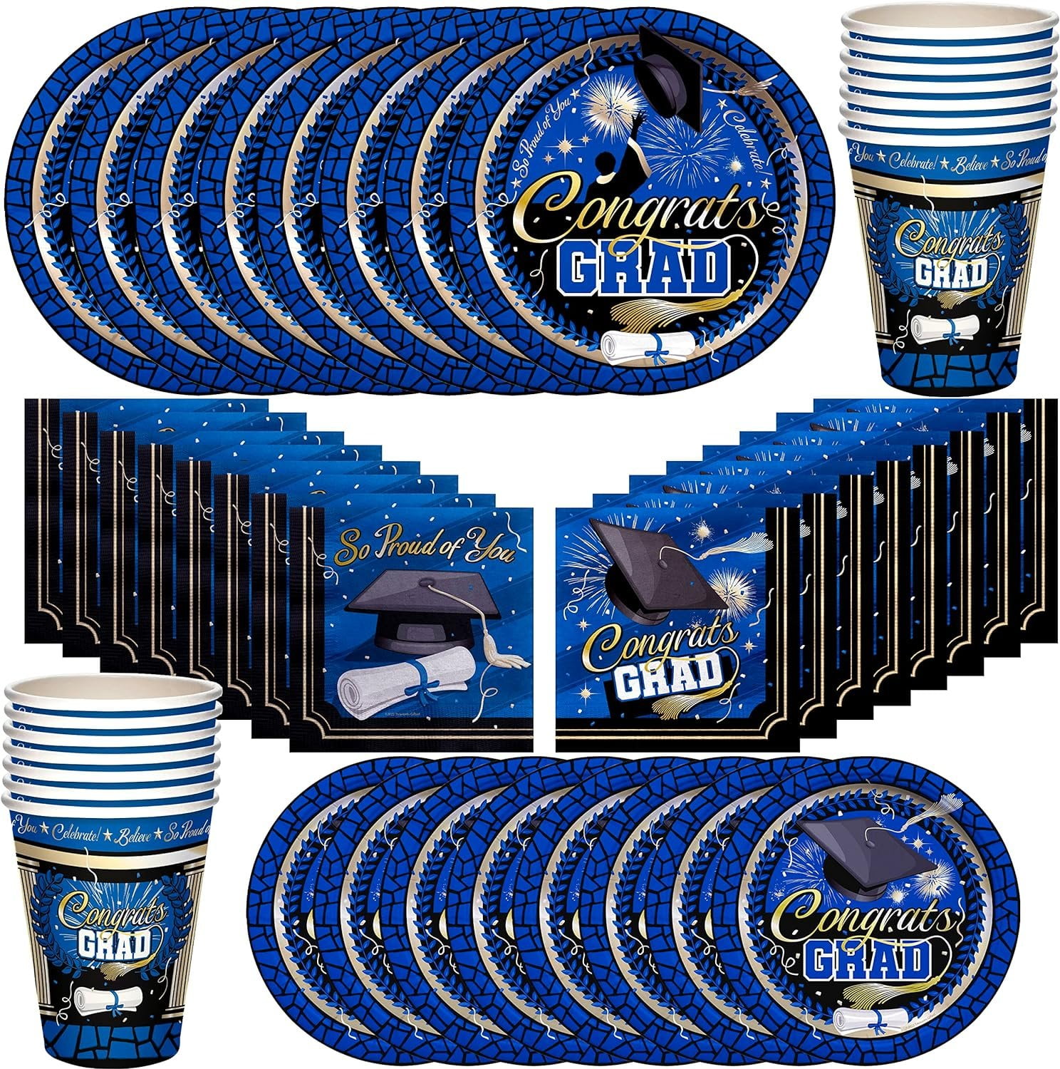 BACH AND BOOZY Blue Silly Goose - Set di decorazioni per torta di compleanno, 1 decorazione a forma di oca, 20 palline