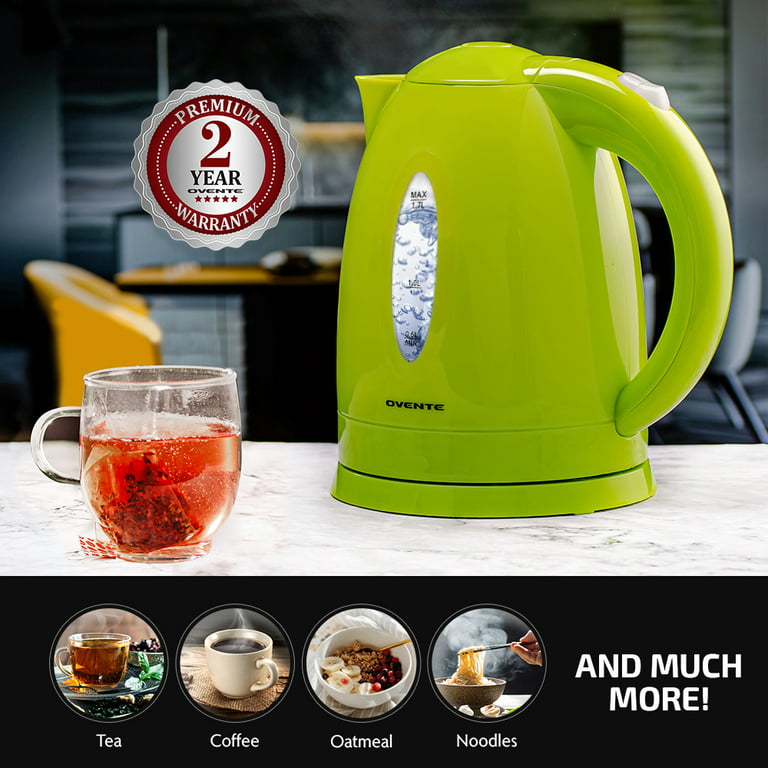 Ovente Glass Electric Tea Kettle, 1.8 Liter, Cordless, 1500W