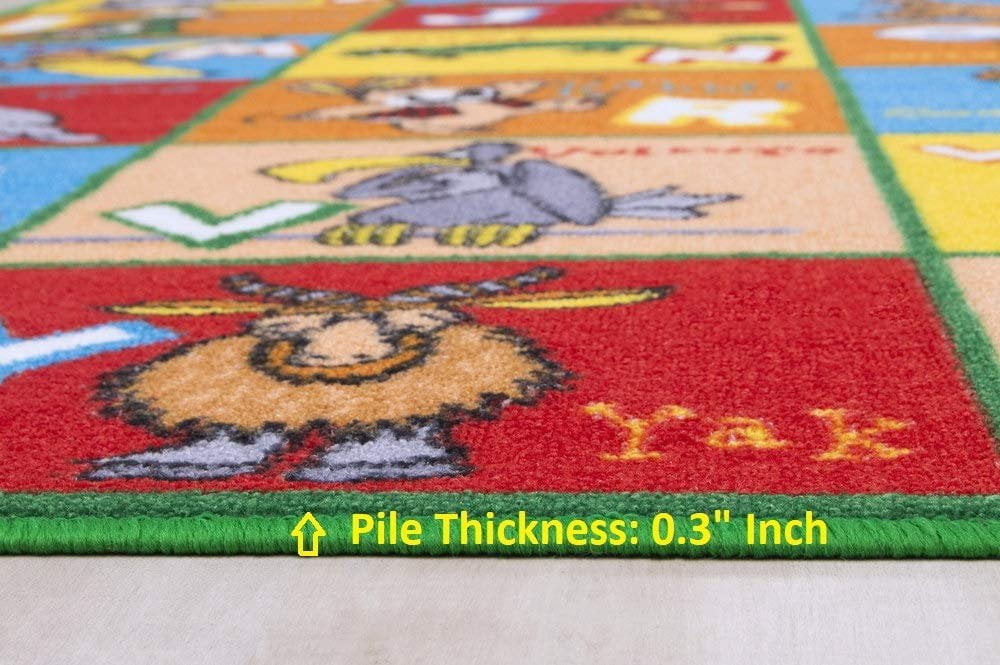 HR-Kids Rugs for Playroom Bedroom 3x5 Boys Girls Childrens Room Dcor Fun ABC Alphabet Animals Interactive Gift for HR-Kids Boys Girls Educational Learning Mat Carpet for Nursery School Playroom