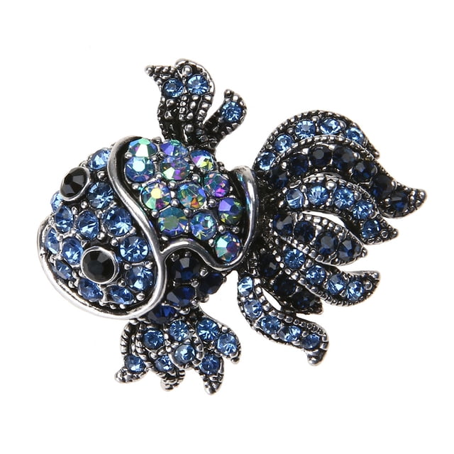 Broche Pin Crystal Fish Broches Mujer Aleación Shinny Rhinestone Goldfish