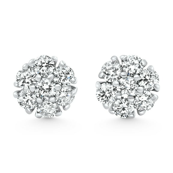 Pompeii 1Ct Diamond Cluster Pave Studs Screwback Earrings 14k Gold Lab Grown (F/G,VS1-VS2)
