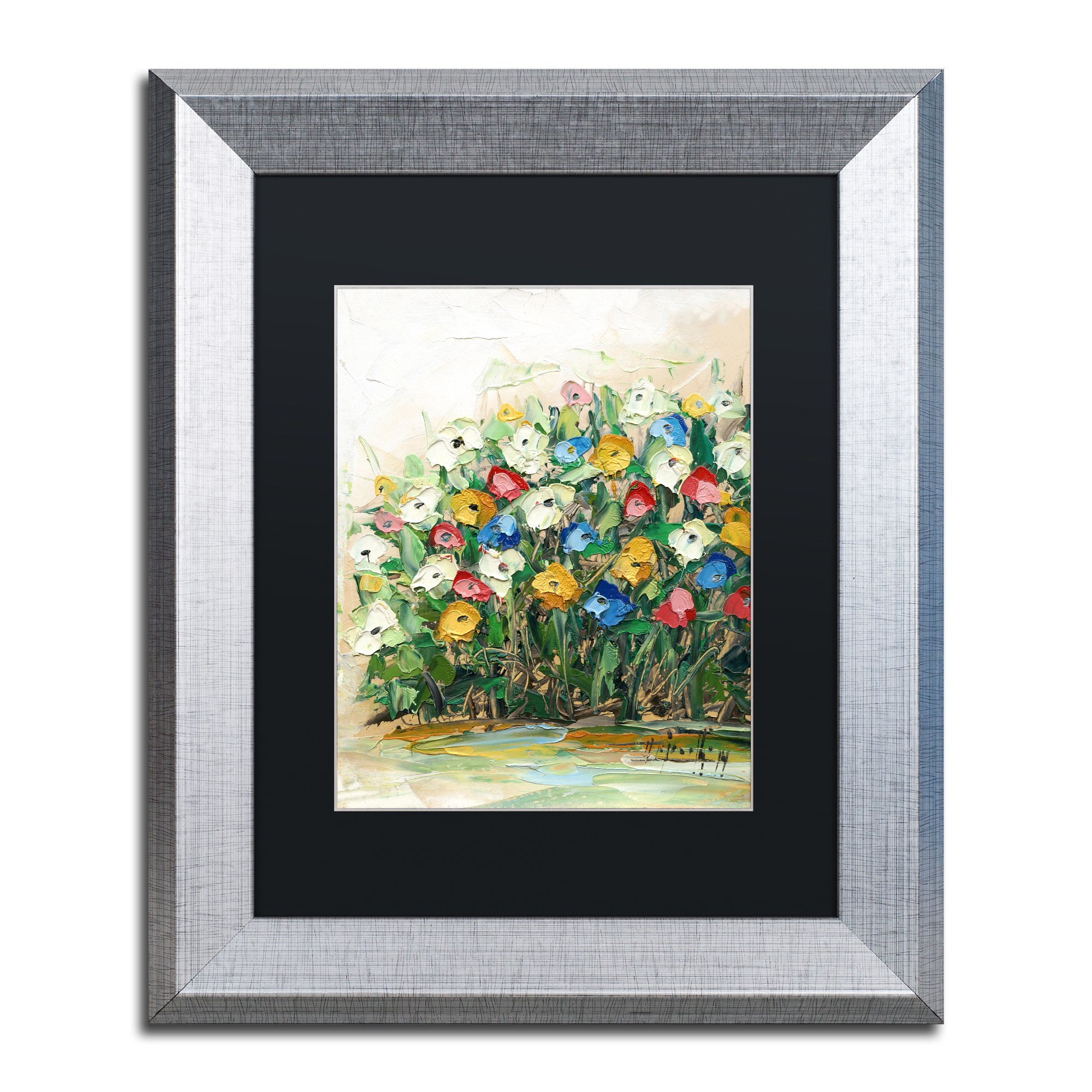Trademark Fine Art "Spring Flowers in a Vase 10" Canvas Art by Hai Odelia, Black Matte, Silver Frame
