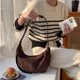 thumbnail image 4 of Bolso de mano de media luna de tendencia de moda 2023, bolso cruzado de hombro de piel de nobuk de gran capacidad, bolso de diseño lujoso para mujer, 4 of 5
