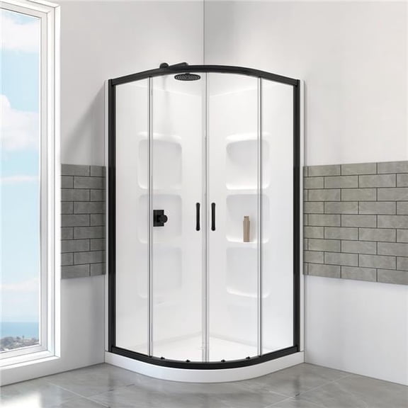 A&E Bath and Shower SK-NR38-BLK-KIT A&E Bath and Shower Mona-38-BLK-KIT Shower 38in. Kit in Black