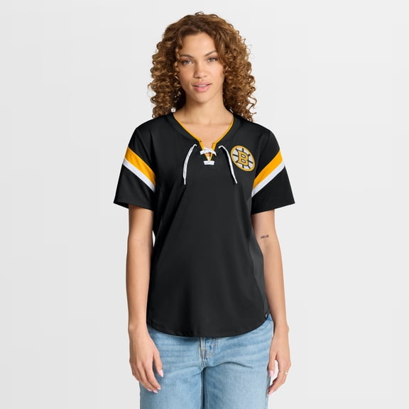 Women's Fanatics Black Boston Bruins Offside Athena T-Shirt