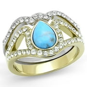 LUXE DESIGN JEWELLERY Luxe Jewelry Designs 2-Piece Women's Stainless Steel Ring with Pear Shaped Turquoise Synthetic Stone