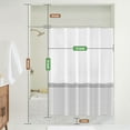 thumbnail image 3 of Seasonwood Farmhouse White Shower Curtain with Gray Striped and Tassels Modern Shower Curtain for Bathroom 72" x 72", 3 of 6