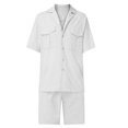 thumbnail image 4 of Kmbangi Ensemble de Shorts pour Hommes Chemise à Manches Courtes avec Shorts à Taille Élastique Tenue Décontractée d'Été, 4 of 9