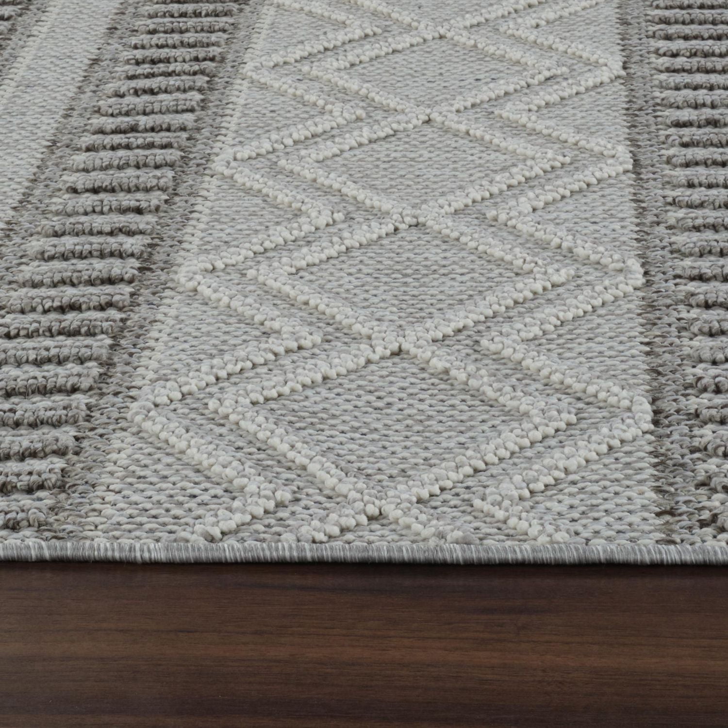 Tapis d'interieur exterieur abstrait Rug Branch Hogar, gris beige, moderne - Salon, chambre, salle a manger et cuisine