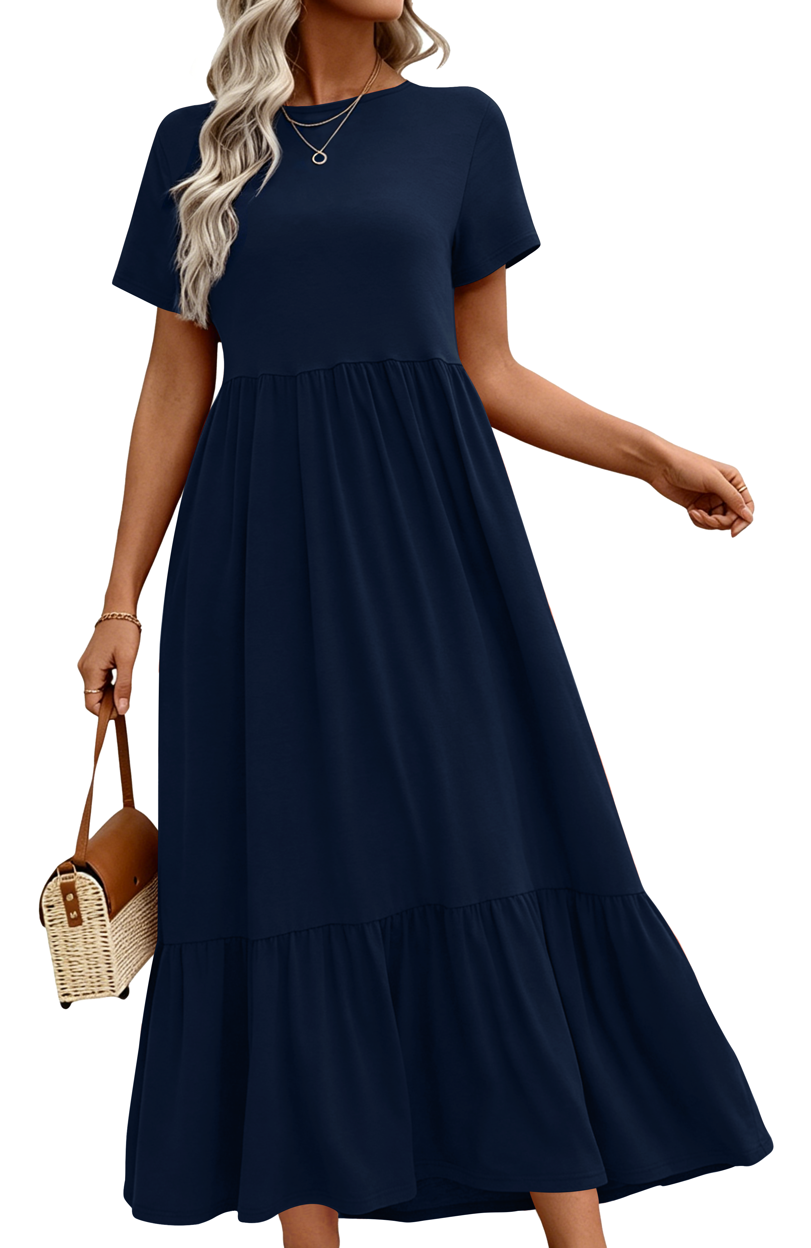UVN Women's Summer Short Sleeve Maxi Dress