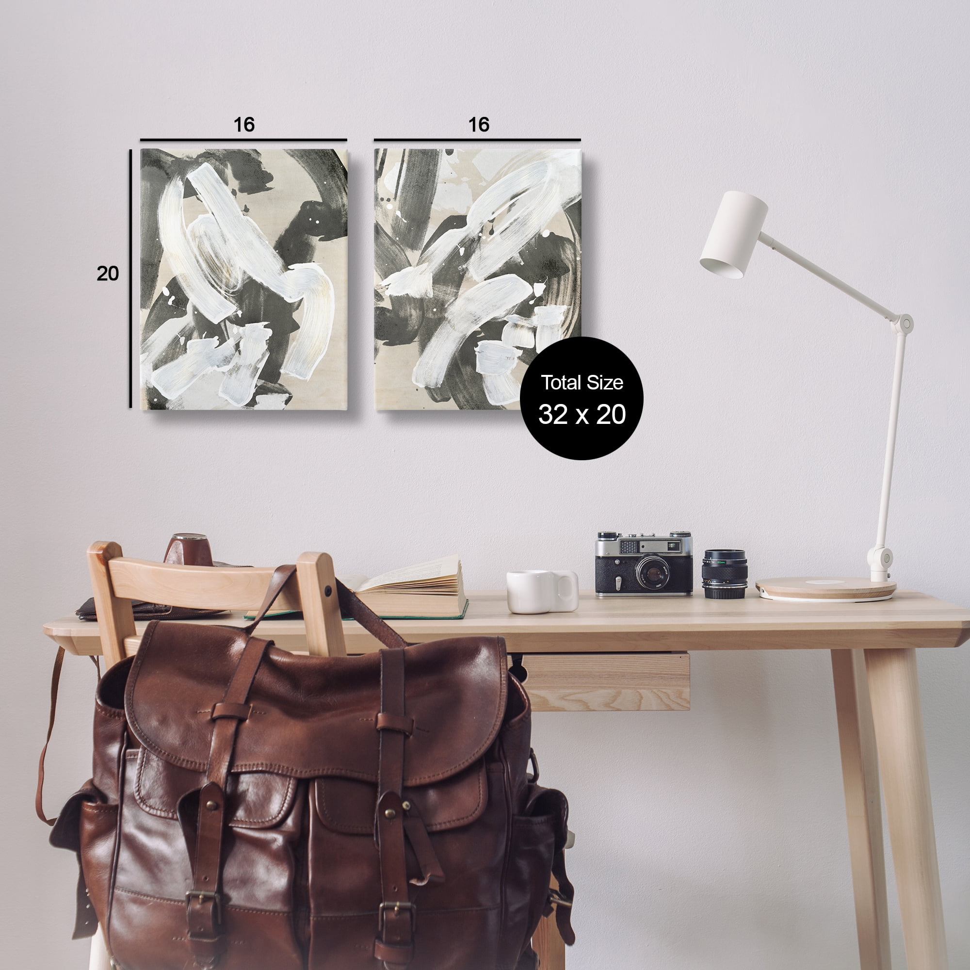 Stupell Industries Neutral Paint Streaks Abstract Painting Wrapped Canvas Art Print Wall Art, 16 x 20, Set of 2