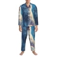 thumbnail image 3 of Lsque Clear Sky Blue Cat Pattern Long Sleeve Pajama Set for Men - Soft 2-Piece Sleepwear and Loungewear Set with Pockets, Comfy Nightwear-XX-Large, 3 of 7