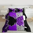 thumbnail image 2 of Homewish Purple Butterfly Animal Queen Comforter Set, Romantic Valentines Day Bedding Sets, Chic Leopard Zabra Print Reversible Bedding Comforter Set, Luxury Bedroom Decor, 3pcs, 2 of 8