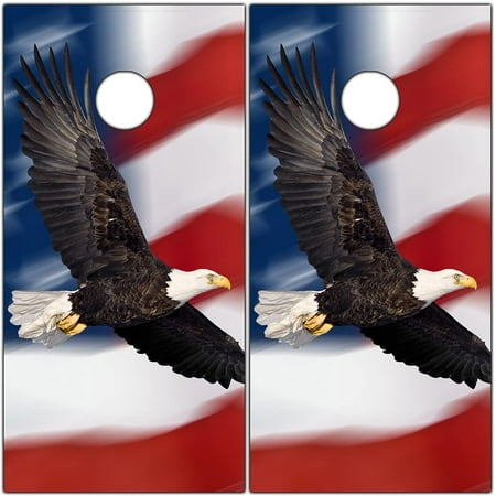 Cornhole Wraps for Boards Vinyl Decals (Set of 2) Lake Life - Corn Hole Bean Bag Toss Wrap Stickers Skins (Boards Not Included) (Flying Eagle)