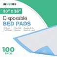 thumbnail image 2 of REMEDIES 30 x 36” Large Disposable Bed Pads for Adults Incontinence Pads Puppy Pads, 100 Pack, 2 of 7