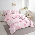 thumbnail image 3 of Feelyou 3D Tennis Print Bedding Comforter Set 7pcs for Kids, Modern Sports Game King Bedding Sets, Kawaii Pink Ball Reversible Bed Sheets, Microfiber Bedroom Decor, 3 of 8