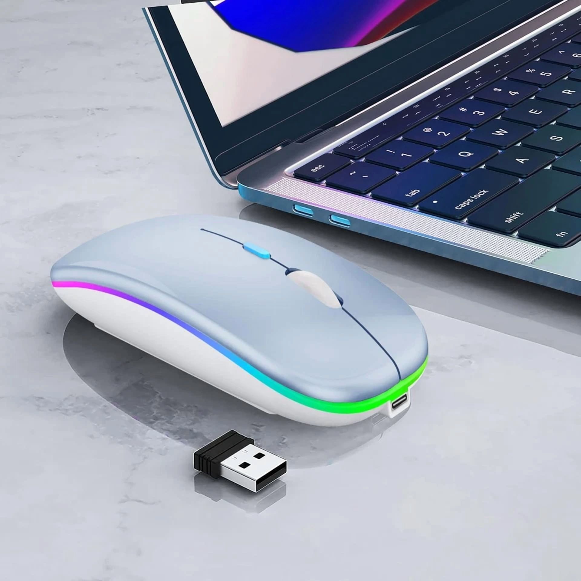BUTTERFLY- Wireless Bluetooth Mouse Rechargeable Laptop Mice With Led Lights Silent Blue
