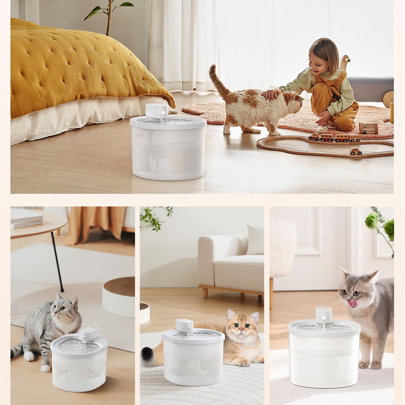 Suodoka 2.5L Wireless Cat Water Fountain, Rechargeable Battery Operated Automatic Pet Water Dispenser with Filters, Quiet Circulating Drinking Fountain for Cats and Small Dogs (84.5 oz / 2.5 L)