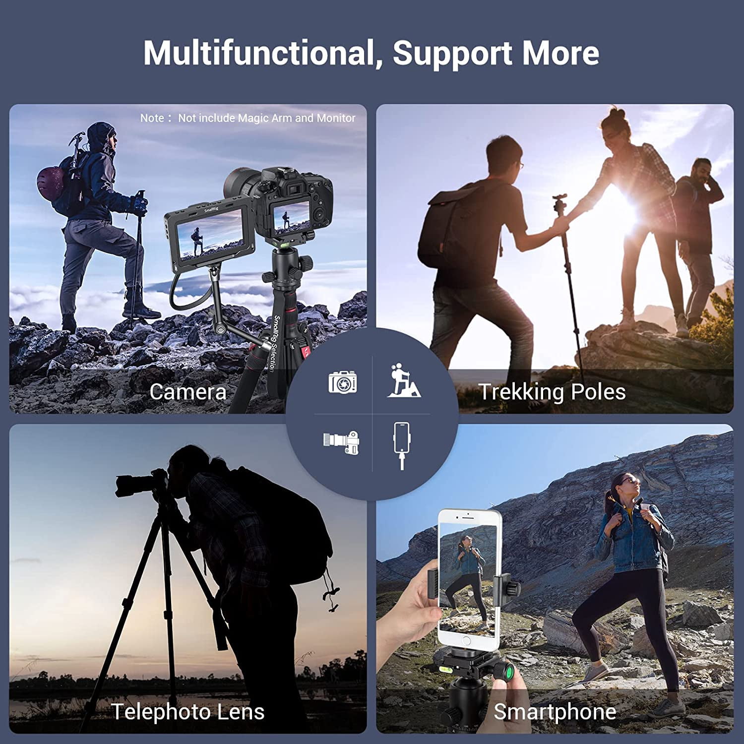 SmallRig 3474C Foldable Aluminum Tripod Monopod Quick Release Plate 78"