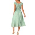 thumbnail image 3 of INSPIRE CHIC Women's Floral Square Neck Elastic Waist Flare Maxi Dress S Green, 3 of 6