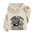 thumbnail image 3 of Sorry I Can't It Is Football Season Hoodie Women Checkered Helmet, Sand Hoodie, M, 3 of 8