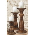 thumbnail image 5 of Hand Crafted Wooden Pillar Candle Holders Set of 3,Ideal for LED and Pillar Candles,Gifts for Wedding,Christmas,Party,Home,Spa,Reiki,Aromatherapy,Votive Candle Gardens - 10,8,6 Inch - Burnt, 5 of 8