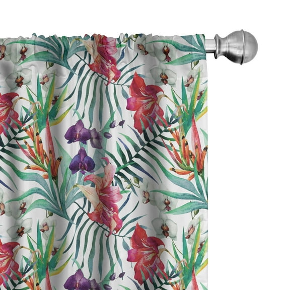 Ambesonne Colorful Curtains, Tropical Orchids, Pair of 28"x84", Multicolor
