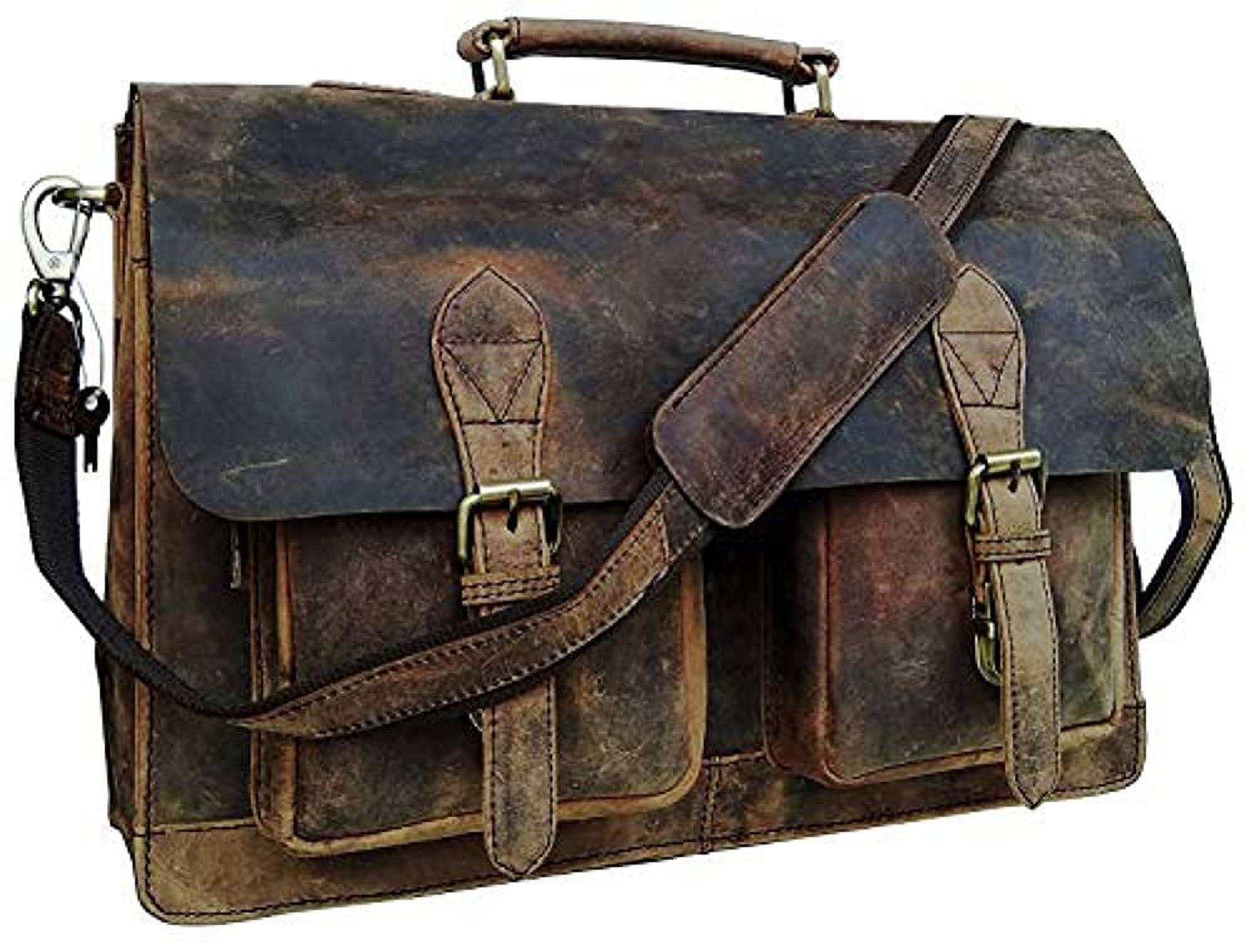 Cuero Retro Buffalo Hunter Leather Laptop Messenger Bag Office Briefcase Travel Bag (Rich Brown) 18 inch X 13 inch X 5 inch