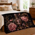 thumbnail image 6 of Ornate Cameo decorative motif Bottle With Pink Peonies, Soft Flannel Blanket with Victorian Still Life Print, Housewarming Gift and Home Decor for Bedroom and Living Room, 6 of 7