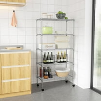 PayLessHere 30"x14"x61" Heavy Duty Storage 5 Tier Shelves Adjustable Height Metal Shelves,Chrome