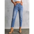thumbnail image 5 of Blibea Womens Straight Leg Jeans Classic Blue Strechy Raw Hem Jeans High Waisted Denim Pants, 5 of 10