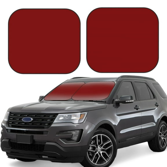 Naloa Maroon 2 Piece Foldable Car Sun Shades, Car Windshield Sunshade, Front Window Sunshade for Car, Truck, SUV - Small