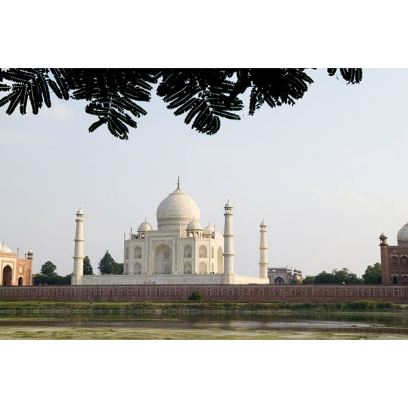 Inde, site Funéraire du Temple Vu de la Rivière Yamuna au Coucher du Soleil; Agra, Impression d'Affiche de Taj Mahal (36 x 24)
