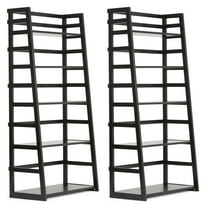 Simpli Home Acadian 30W 5 Shelf Ladder Bookcase (Set of 2) in Black