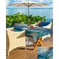 thumbnail image 5 of nqOlkjepod Turquoise Blue Marble Outdoor Tablecloth with Umbrella Hole & Zipper, Modern Teal Gold Geometric Rectangle Table Cover 60x84 Inch, Dining Waterproof Table Cloth Protector for Patio/Party, 5 of 7