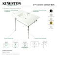 thumbnail image 4 of Kingston Brass KVPB37227W4BB Edwardian 37" Ceramic Console Sink with Brass Legs (4-Inch, 3-Hole), White/Brushed Brass, 4 of 5