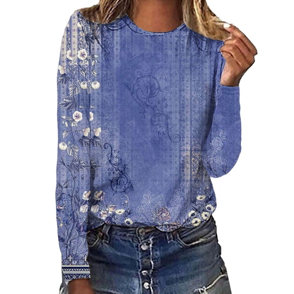 MEICHEN Spring Shirts for Women Long Sleeve Crewneck Going Out Pullover Tops Business Workout Shirts