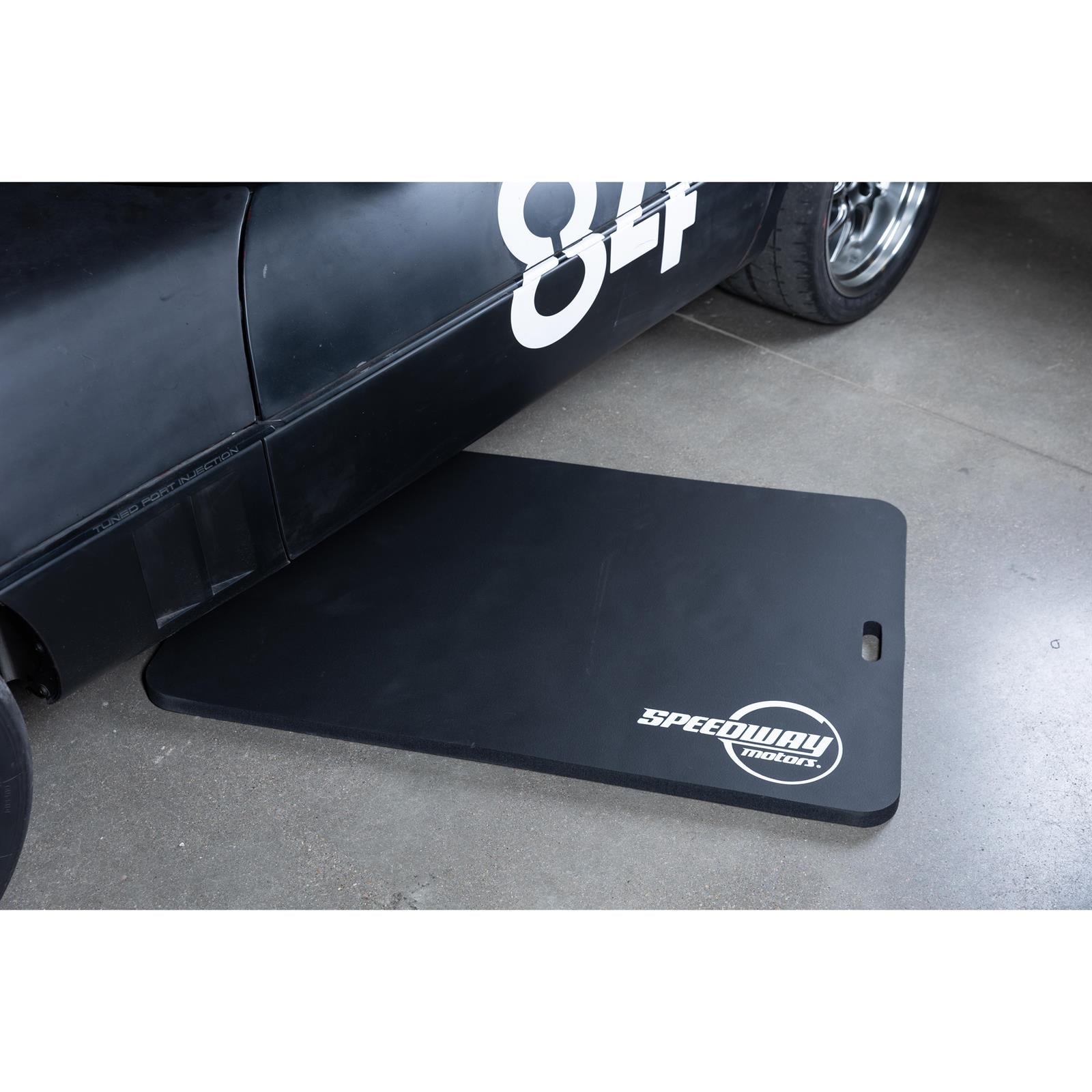 Speedway Motors Large Foam Work Mat and Kneeling Pad for Garage or Racing Pits, 46 x 30 x 1 Inch Thick Comfortable Mechanic Pad with Dual Carry Handles for Under-Vehicle Service