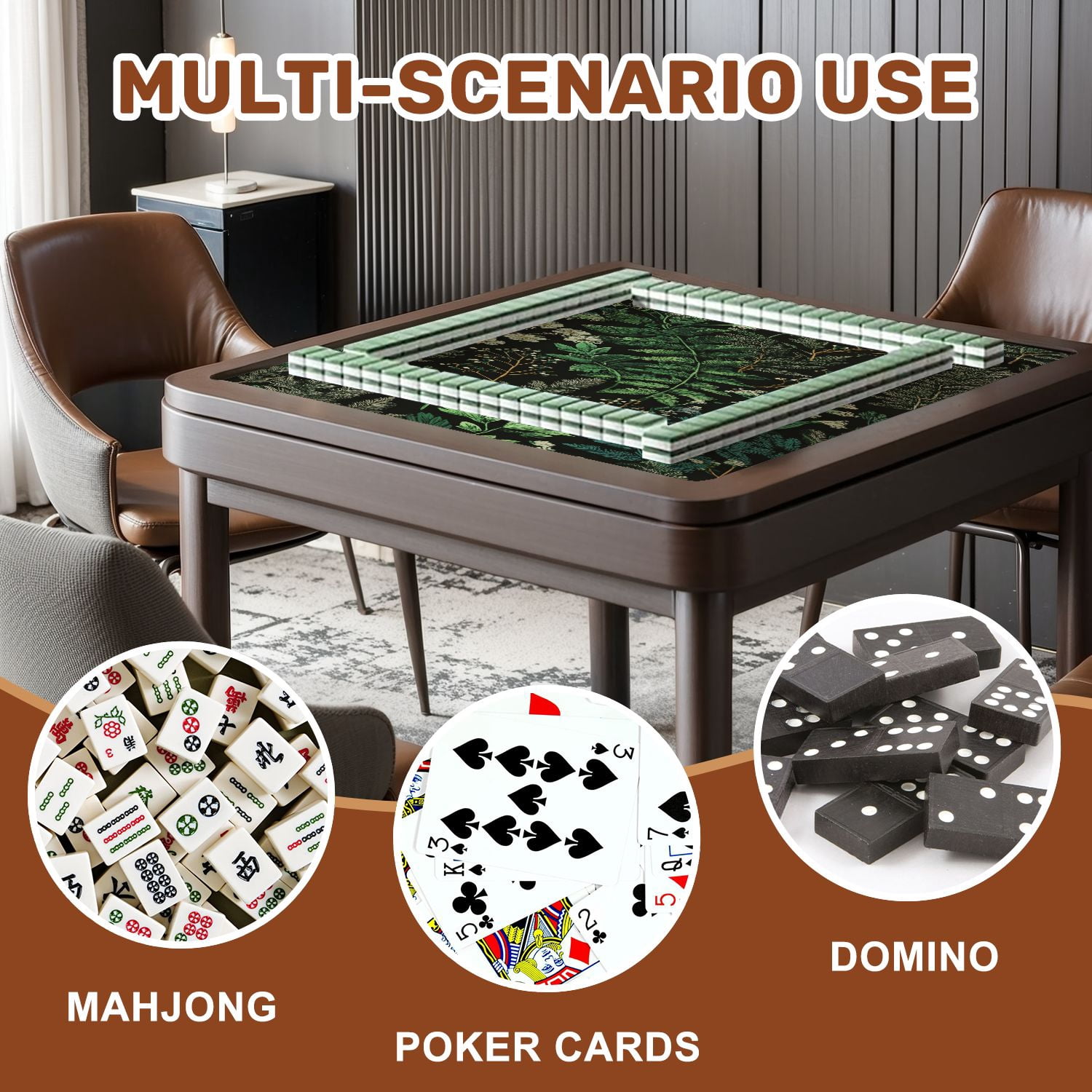 Mahjong Mat 31.5" x 31.5" Magical forest Botanical seamless Vintage Non-Slip Noise Reduction American Mahjong Tiles Table Cover for Dominoes Poker Card Board Games Gift