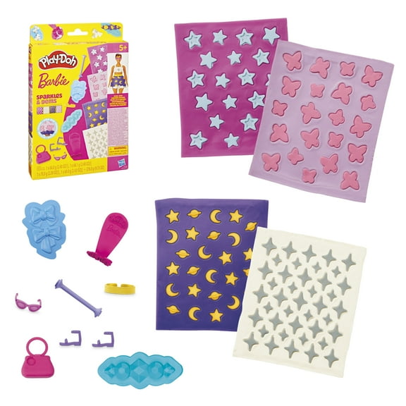 Play-Doh Barbie Sparkles and Gems Patterns Pack, Refill Accessory Set for Kids 5  (Doll Not Included)