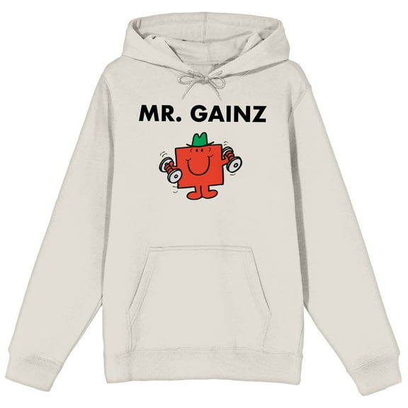 Mr. Men And Little Miss Meme Mr. Gainz Long Sleeve Sand Adult Hooded Sweatshirt-Small