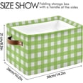 thumbnail image 4 of 2 Pack Fabric Storage Basket Green Checked Closet Storage Bins with Handles Foldable Baskets for Shelves Toy Organizer Home Office Decor Gifts, 4 of 7